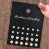 Estilo Más Vendido Moda Sencilla 12 Pares Pendientes de Mujer Incrustados con Pedrería Traje Pendientes para Niña Regalo