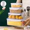 Refrigerador de Cocina Recipiente Rectangular para Conservar la Frescura Recipiente de Plástico para Almuerzo Apto para Microondas Contenedor de Alimentos Almacenamiento de Fruta Caja Sellada