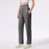 Calças Esportivas Casuais de Cintura Alta Nude Dupla Face para Mulheres, Look Solto Emagrecedor Calças Retas Profissionais para Corrida, Fitness, Ioga