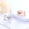Anel de Camada Dupla com Pérola Novo Estilo Coreano Anel Aberto para Dedo Indicador com Coração de Pérola Feminino Joia Simples e Moderna