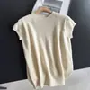 2026 Suéter de Lã Vintage com Manga Curta Redutor de Idade Camisa Tricô Blusa de Manga Curta para Mulheres Atacado H19FS21113