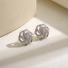 Collar de Plata Esterlina S925 con Flor de Circonita Giratoria Aretes para Mujer Nuevo Diseño con Sentido Colgante Temperamento Traje Europeo y Americano Transfronterizo