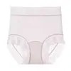 Calcinha Feminina de Seda de Gelo Camélia Ácido Polilático Cintura Alta Renda Feminina Toque Natural Fina Respirável Levanta Bumbum