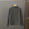 Camisa de manga comprida feminina com gola alta e costura em V invertido, veludo espesso, estilo western, para outono e inverno, combina com tudo, nova, preta