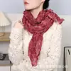 Cachecol Pregueado de Algodão e Linho Estilo Japonês, Moda Retrô Artística, Cachecol Amassado Estiloso, Aquecedor de Pescoço Quente à Prova de Vento