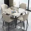 Mesa de comedor de losa de roca, diseño moderno y minimalista, adecuada para apartamentos pequeños, un juego de mesa y sillas, estilo de lujo ligero, mesa de comedor cuadrada y mesa de conferencias