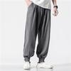 Pantalones de Monje de Algodón y Lino Leggings para Hombre Pantalones Holgados con Parche de Lino Pantalones de Meditación de Verano Finos