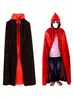 Capa de Parca para Adultos y Niños de Halloween Capa Roja y Negra de Vampiro Bata Disfraz Cosplay Accesorios Estilo Oscuro