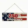 Placa de Madeira do Dia da Independência - 250º Aniversário dos Estados Unidos - Decoração Suspensa para Casa, Porta, Janela, Pátio