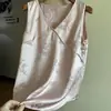 Camisola de Satén Jacquard de Ácido Acético Chino Estilo Nacional Color Sólido Traje Holgado Base Verano Nuevo Top sin Mangas
