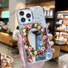 Diseño de Rosa Colorida tipo Espejo Adecuado para Funda de Teléfono Apple 17, Cubierta Protectora iPhone 16 con Espejo, 15 Funda de Teléfono de Lujo