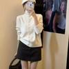 Cardigan de Punto Suave y Sedoso de Cuello Alto de Alta Gama Nuevo Otoño e Invierno Coreano para Mujer, Delgado, de un Solo Botón, Suéter Versátil