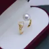 Anillo de Perla Redonda Fuerte de Agua Dulce de 8-9 mm con Defectos Finos para Mujer Anillo Elegante Ajustable de Plata S925 con Forma de Corazón