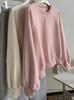 Abrigo Sudadera Rosa de Cuello Redondo para Mujer 2025 Nuevo Diseño de Moda de Primavera Sentido Casual Holgado Jersey Top Corto