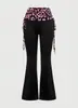 Conjunto de Verano Estilo Americano Transfronterizo Estampado de Leopardo Patchwork Moda Chica Picante Y2K Top Tubo sin Hombros Camiseta sin Espalda y Pantalones para Mujer