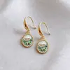 Pendientes de Perla Imitación Estilo Retro Francés Tulipán Jardín Monet para Mujer Tendencia Lujo Ligero Gama Alta Pendientes de Cadena para Clavícula