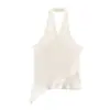Para Comércio Exterior Transfronteiriço Europeu e Americano Roupas Femininas Aliexpress Mais Vendidas Verão Simples Versátil Textura de Cetim de Seda Top com Decote Halter
