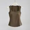 Chaleco Térmico para Mujer con Almohadillas en el Pecho, Cuello Cuadrado, Engrosado, Adecuado para Usar en Capas o Solo, Corte Ajustado, Top sin Mangas