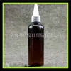 Frasco Cilindro PET Marrom 100ml com Tampa de Bico Pontiagudo Garrafa de Água 100ml Frasco para Pasta Frasco com Tampa de Ponta