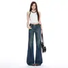Naranja Juvenil # Jeans acampanados de tiro bajo, corte slim, para mujer, con diseño desgastado, pantalones de campana modernos y versátiles