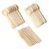 Envío gratis por caja completa de 160 mm de cucharas, tenedores, cuchillos desechables de madera, cubiertos de madera de abedul, cucharas de postre, cucharas para helado, vajilla