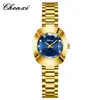 Reloj de Cuarzo para Pareja Marca Chenxi, Dorado con Diamantes, Acero Inoxidable Resistente al Agua con Calendario, Reloj de Pulsera para Hombre y Mujer, Transfronterizo