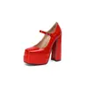 Nuevos Zapatos Europeos y Americanos de Primavera y Otoño para Mujer Zapatos de Suela Doble Gruesa Tacón Grueso Punta Cuadrada Zapatos de Comercio Exterior