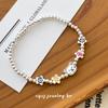 Pulsera de Plata S925 Cui Yan Jewelry Flor de Primavera y Verano Oso Esmaltado Estilo Coreano Femenino Linda Nicho Joyería de Perlas 2025