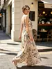Vestido tipo camisola europeo y americano de AliExpress Amazon con estampado floral colorido y escote en V adelgazante