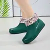 Zapatos de lluvia de venta caliente transfronterizos para mujer, caña corta, para exteriores, zapatos de agua, cálidos, antideslizantes, botas de lluvia, botas impermeables, zapatos de goma, cubrebotas, venta al por mayor