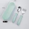 Aço inoxidável 304 Talheres infantis colher de desenho animado criativa colher para bebê comer suplemento alimentar conjunto de garfo e colher presente combinação