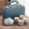 Conjunto de chá de viagem portátil terno Ru Kiln Kung Fu Jogo de chá Carro Copo Expresso Presente Impressão Presente de Negócios