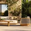 Sofá de teca para exterior para patio, villa, jardín, hotel y casa de huéspedes; Muebles combinados de ratán para ocio al aire libre, impermeables y resistentes al sol