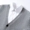 Suéter de cachemira, cárdigan tejido, estilo coreano, corte holgado, color liso, manga larga, transfronterizo, nuevo abrigo de otoño e invierno para hombre, suéter versátil de moda
