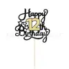 Tarjeta de Enchufe para Decoración de Pasteles Digitales Inglesa Transfronteriza Más Vendida Tema de Cumpleaños Tarjeta de Enchufe para Decoración de Pasteles de Doble Capa Dorada y Negra