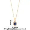 Collar Colgante de Acero Inoxidable Estilo Retro Lujo Ligero Girasol Circonia Cadena para Clavícula Cuadrado Ovalado Piedras Preciosas Multicolor para Mujer