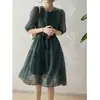 Vestido de Alta Gama de Fibra de Lyocell con Mangas Abullonadas, Falda de Hada de Longitud Media, Nueva Moda de Verano para Mujer 2026