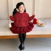 Conjunto para Niñas 2026 Nuevo Elegante Suéter de Punto Rojo para Bebé Falda Tutú de Invierno para Niños Conjunto de Año Nuevo