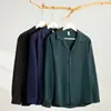 Camisa de Cuello Cubano para Hombre de Manga Larga Estilo Británico Holgada Chaqueta Casual de Alta Gama de Moda Guapo