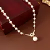 Collar de Perlas Multicapa Incrustado con Diamantes Estilo Palacio Francés, Cadena para Suéter de Lujo Ligero y de Gama Alta, Accesorio Versátil para Mujer Otoño e Invierno