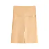Pantalones térmicos de lana y seda, shorts de tres cuartos con control de abdomen para mujer, para otoño e invierno, que absorben la humedad, generan calor, leggings sin costuras con forro polar