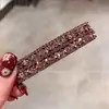 Pinza para el Cabello de Diamantes Completos Rosa-Morado, Pasador de Alta Gama para Mujer, Pinza Lateral, Accesorio para el Cabello de Estilo Coreano de Lujo Ligero