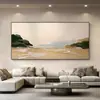 Pintura de banner de paisaje abstracto minimalista para decoración de sala de estar, creando un efecto artístico en capas, adecuada para colgar en la pared detrás del sofá