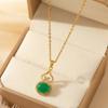 Collar de ágata verde con incrustaciones chapado en oro de lujo ligero para mujer, diseño moderno con sentido de la personalidad, combina con todo, cadena para la clavícula de otoño e invierno al por mayor