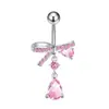 Novo produto de e-commerce transfronteiriço europeu e americano: anel de piercing de umbigo em formato de coração, borboleta e gatinho, com zircônia rosa incrustada