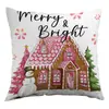 Decoración de Atmósfera Festiva Navideña Multitamaño Transfronteriza Cojín Decorativo Almohada Estampada Funda de Almohada de Papá Noel Atmósfera Navideña