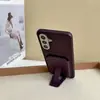 Funda de Teléfono Simple de Color Sólido Adecuada para Samsung S20Ultra Business S21Fe Resistente al Desgaste S22 Soporte con Tarjetero Trapezoidal
