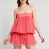 Vestido Tube de Verão Europeu e Americano Cor Sólida Casual Saia Bufante Moda Sexy Saia Curta Transfronteiriço Amazon Moda Feminina