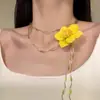 Collar Gargantilla de Cuentas Florales Estilo Puro Deseo Primavera Verano, Collar de Borla de Cuentas de Primavera Súper Etéreo con un Toque de Lujo y Cadena Única para la Clavícula