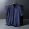 Camisa polo formal de negócios masculina jovem, pode ser impressa com padrões de logotipo, gola de seda gelada, sensação refrescante, manga curta, top respirável